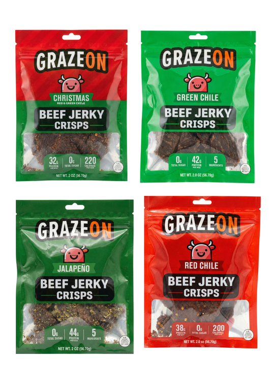 GrazeOn - 7 Flavor Beef Crisps Variety Pack (7 x 2.0 oz)