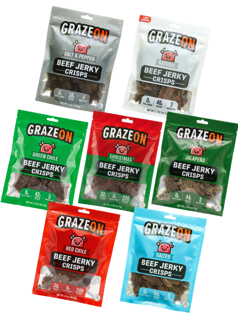 Load image into Gallery viewer, GrazeOn - 7 Flavor Beef Crisps Variety Pack (7 x 2.0 oz)
