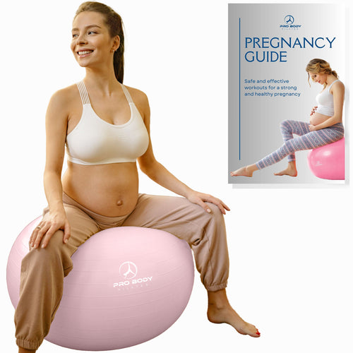 Pregnancy Ball for Maternity, Labor and Birth.  Includes Pregnancy Guide.  (Rose)