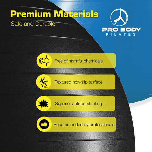 ProBody Pilates - Yoga Ball for Pregnancy, Fitness, Balance, Workout at Home, Office and Physical Therapy (Black)