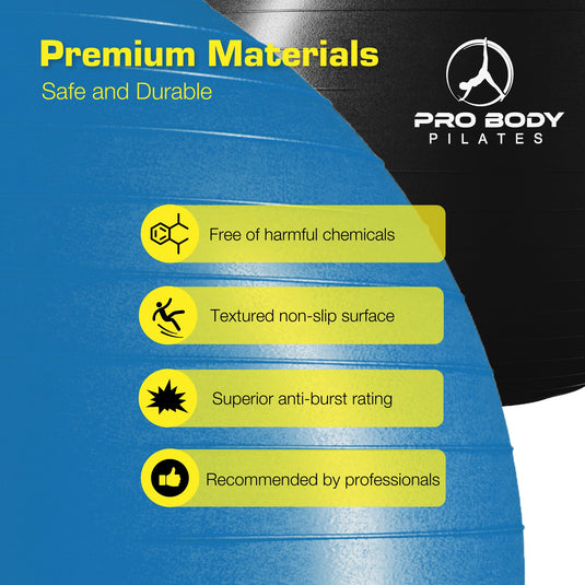 ProBody Pilates - Yoga Ball for Pregnancy, Fitness, Balance, Workout at Home, Office and Physical Therapy (Blue)