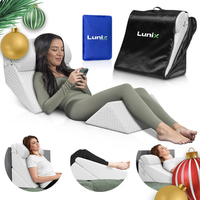 Lunix - LX6 3pcs Orthopedic Bed Wedge Pillow System, with Hot Cold Pack White