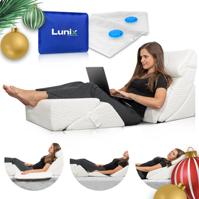 Lunix - LX13 6pcs Orthopedic Bed Wedge Pillow System, with Hot Cold Pack White