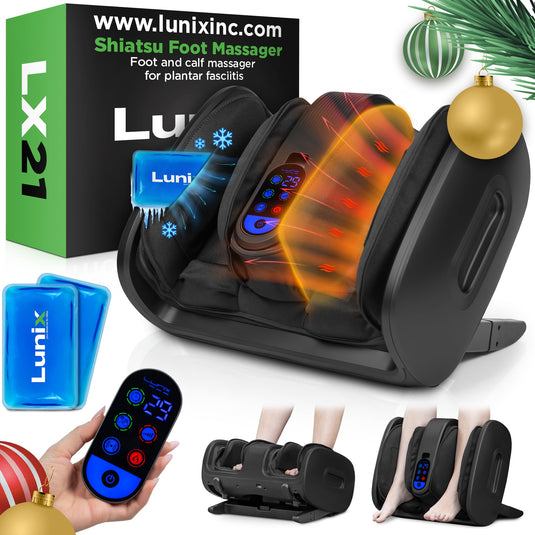 Lunix - LX21 Shiatsu Foot and Calf Massager with Remote - Black