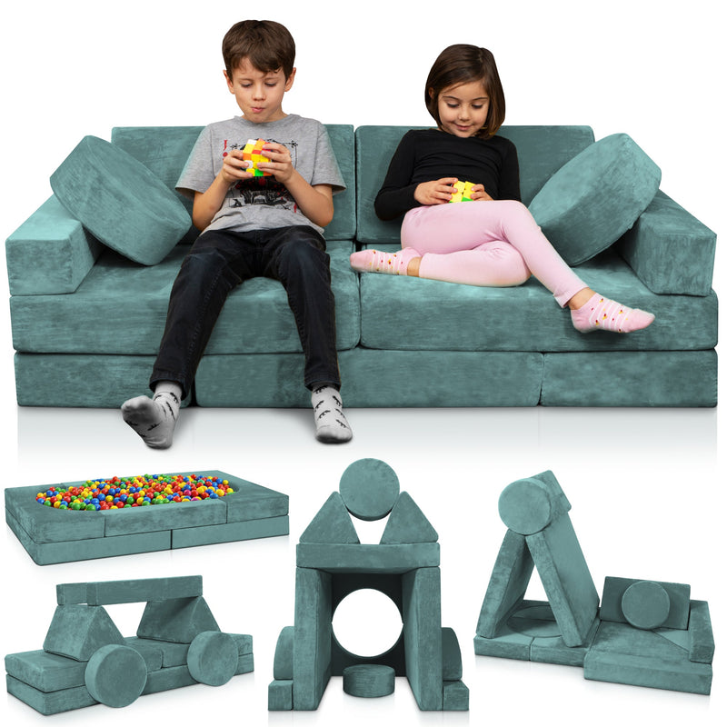 Load image into Gallery viewer, Lunix - LX15 14-Piece Modular Play Couch (Sage Teal)
