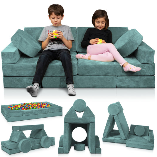 Lunix - LX15 14-Piece Modular Play Couch (Sage Teal)
