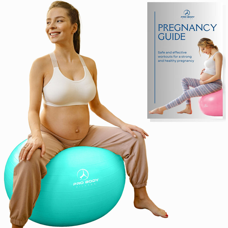 Load image into Gallery viewer, ProBody Pilates - Pregnancy Ball for Maternity, Labor and Birth. Includes Pregnancy Guide. (Aqua)
