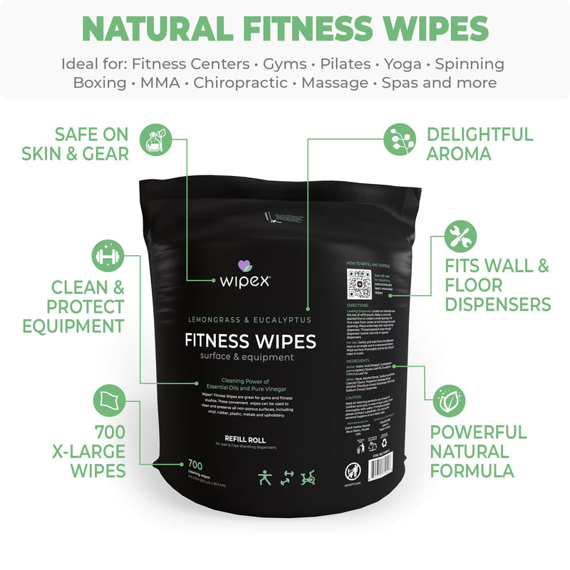 Load image into Gallery viewer, Wipex Co. - Natural Fitness Equipment Wipes 700ct Bulk Gym Refill Roll
