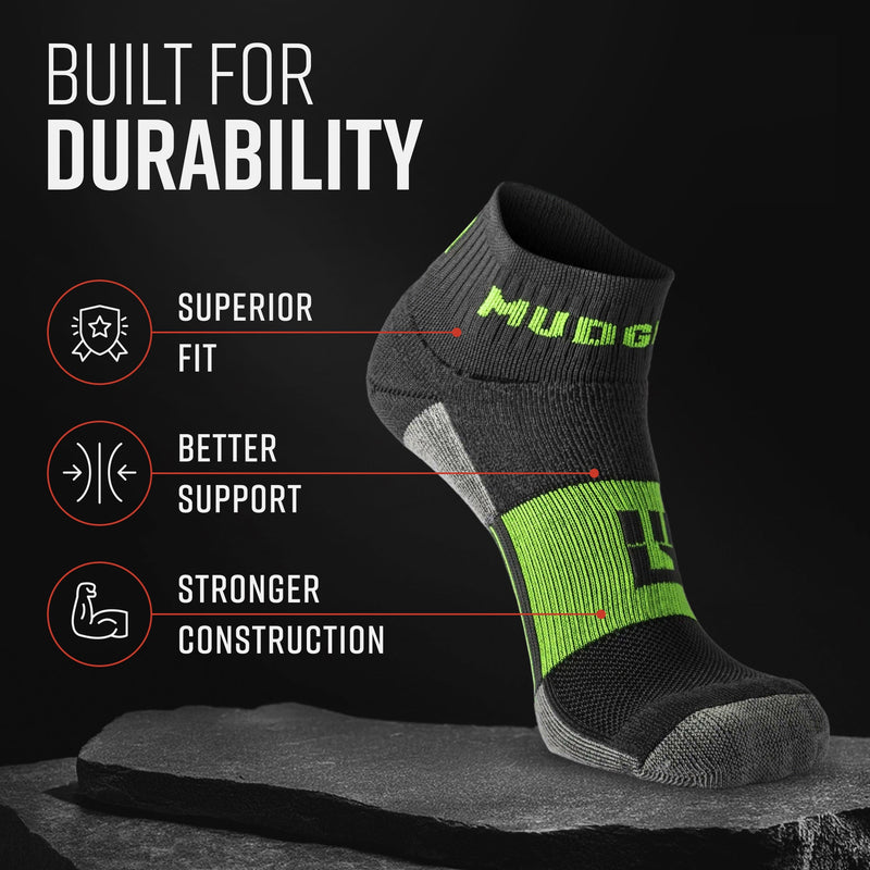 Load image into Gallery viewer, MudGear Quarter (¼) Crew Socks - Gray/Green (2 pair pack)
