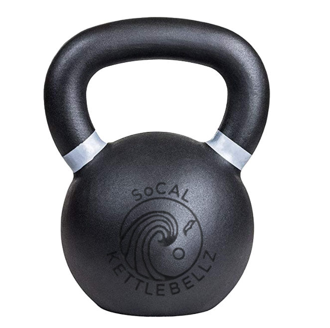 Load image into Gallery viewer, Black kettlebell with 'Socal Kettlebellz' branding on a white background
