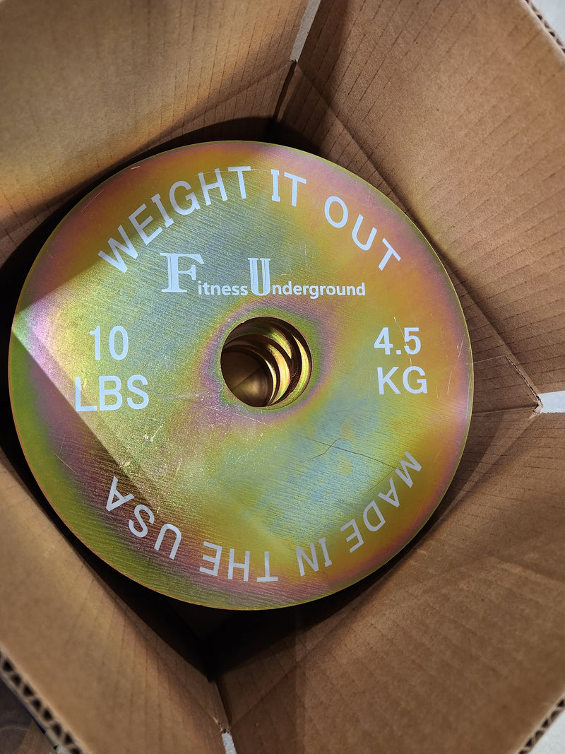 Load image into Gallery viewer, Weight It Out - Pre-Order Only: Custom Engraved Solid Steel Calibrated Weight Plate Pairs American Made
