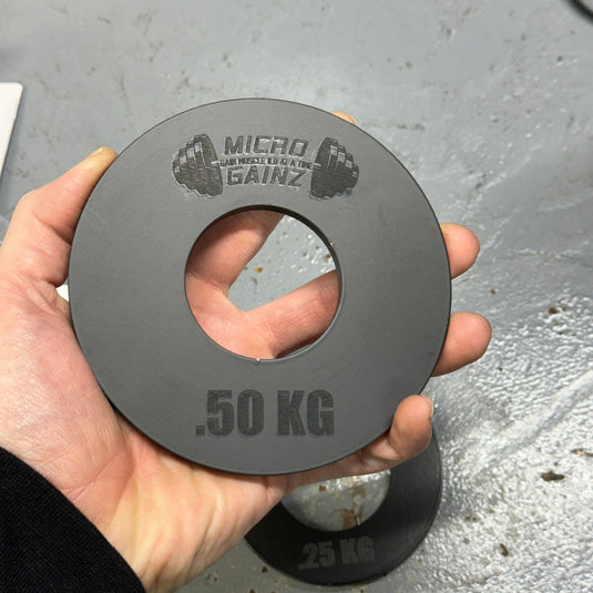 Micro Gainz - Olympic Size Kilogram Fractional Weight Plates Set of 4 Steel Plates (2-.25KG and 2-.50KG)