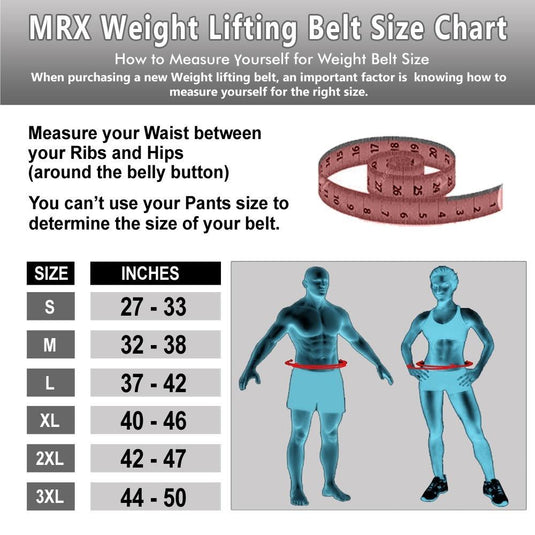 MRX Products - MRX - Quality Power Weight Lifting Leather Belt 4" Wide Black Heavy Duty All Sizes