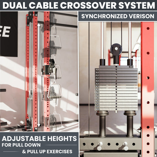 Synergee - 2300 Series Power Cage with Synchronized Loaded Cable Cross Overs and Smith Machine