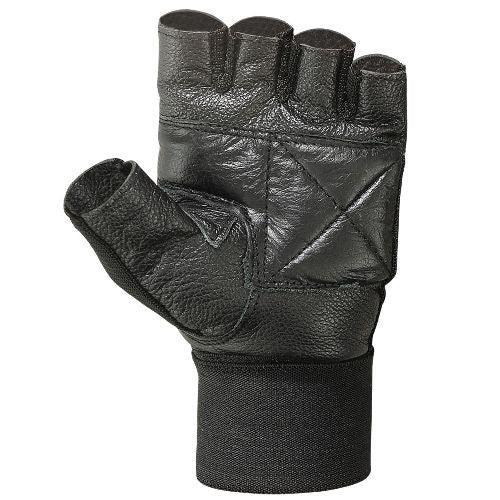 MRX - Weight Lifting Gloves With Long Wrist Strap Genuine Leather Black All Sizes