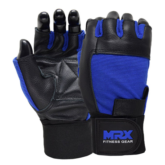 MRX - Weight Lifting Gloves Leather Workout Glove With Long Wrist Strap