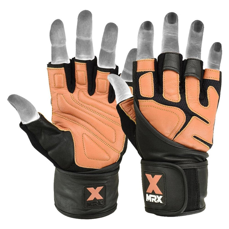 Load image into Gallery viewer, Mrx Men&#39;s Weight Lifting Pro Leather Gloves 18 Inches Long Wrist Strap
