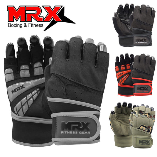 MRX - Weightlifting Gloves for Gym Workout Training Long Wrist Strap