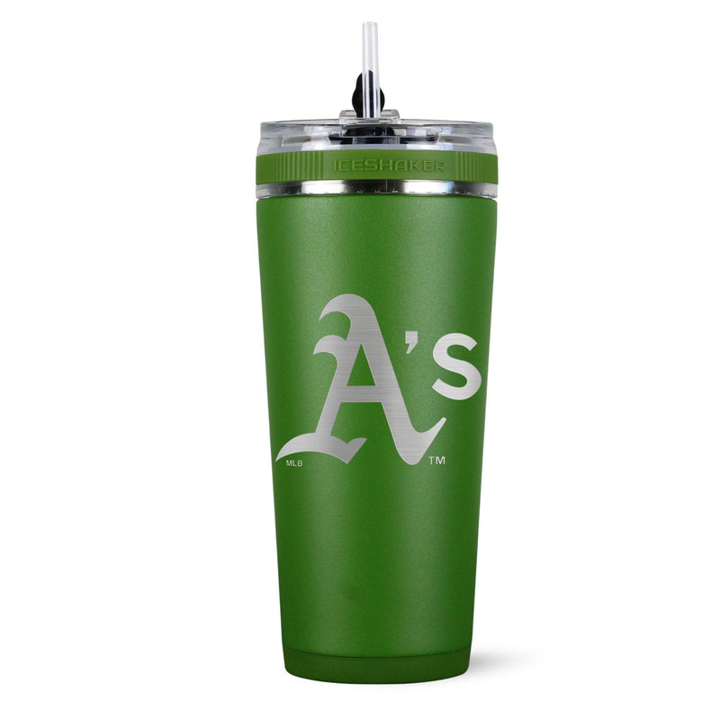 Load image into Gallery viewer, Ice Shaker - Officially Licensed Oakland Athletics 26oz Flex Bottle

