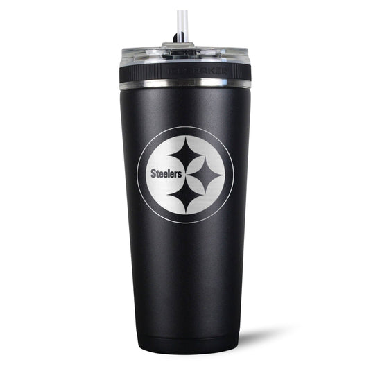 Ice Shaker - Officially Licensed Pittsburgh Steelers 26oz Flex Bottle - Black