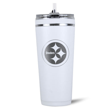 Ice Shaker - Officially Licensed Pittsburgh Steelers 26oz Flex Bottle - White
