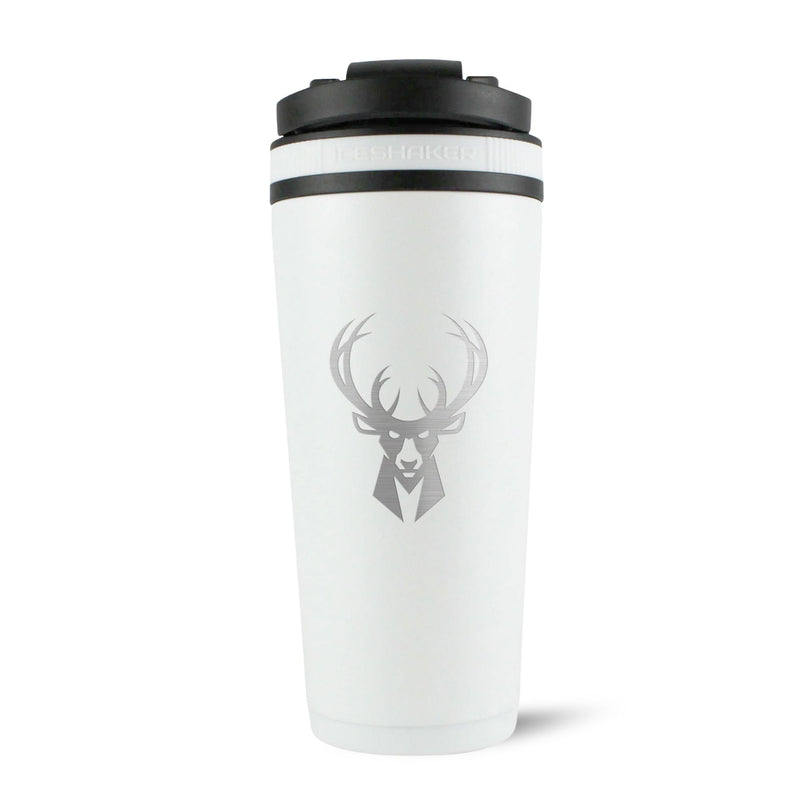 Load image into Gallery viewer, Ice Shaker - Officially Licensed Milwaukee Bucks 26oz Ice Shaker - White
