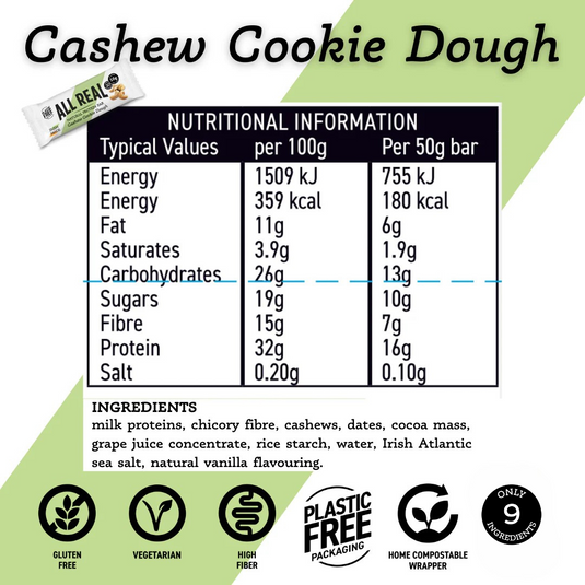 All Real Nutrition - Cashew Cookie Dough Protein Bar (50g x 12)