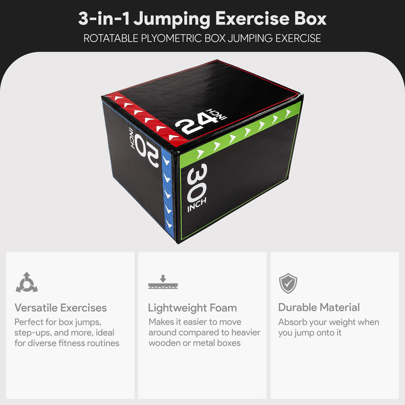 Load image into Gallery viewer, BalanceFrom Fitness 3 in 1 60 Pounds Foam Plyometric Box Jumping Exercise, Black
