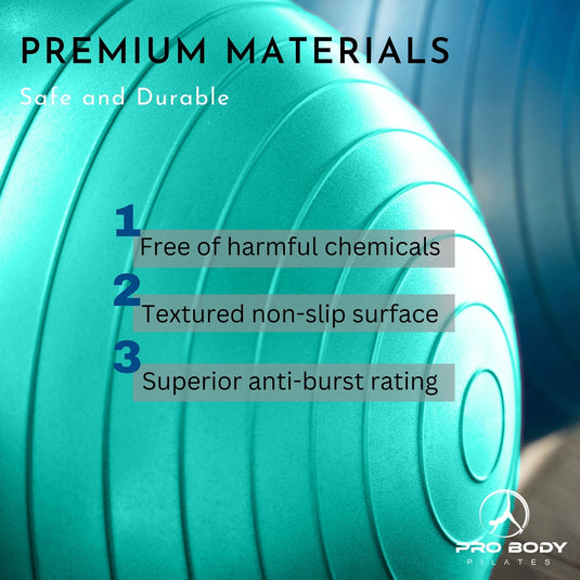 ProBody Pilates - Yoga Ball for Pregnancy, Fitness, Balance, Workout at Home, Office and Physical Therapy (Turquoise)