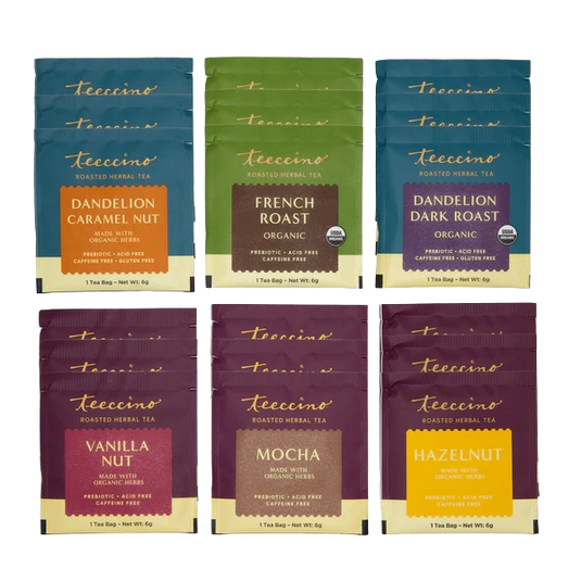Teeccino - Best Selling Herbal Teas Sampler (6 Flavors, 18 Servings)