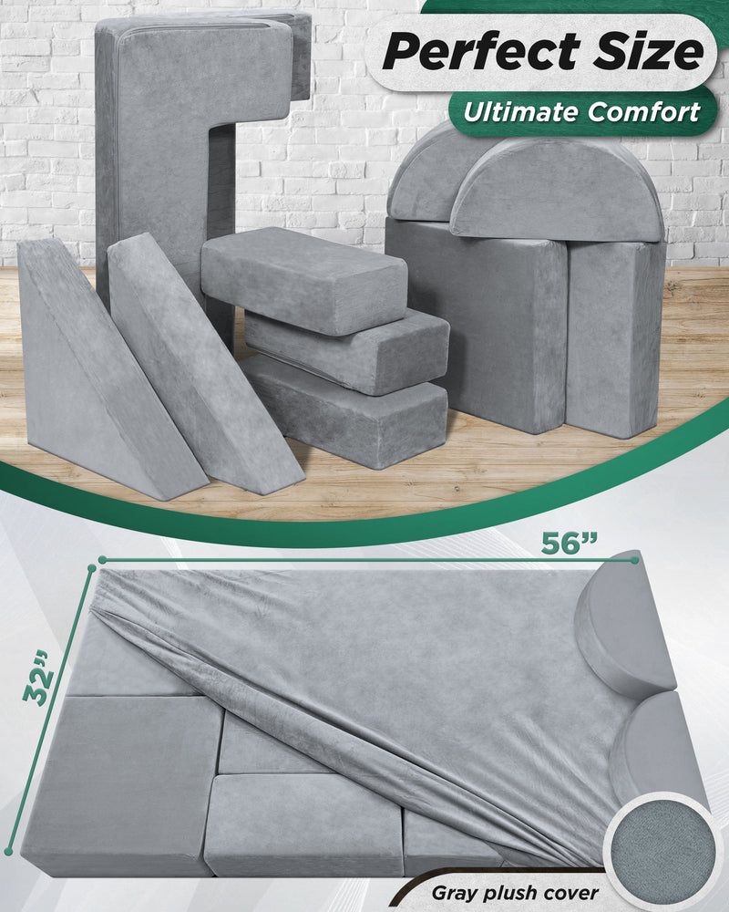 Load image into Gallery viewer, Lunix - LX22 11-Piece Modular Play Couch (Cloud Gray)
