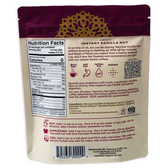 Teeccino - Instant Vanilla Nut Herbal Coffee
