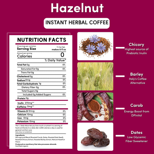 Teeccino - Instant Hazelnut Herbal Coffee