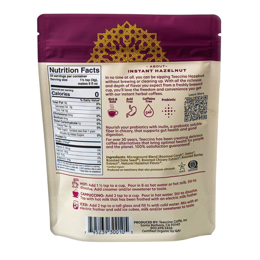 Teeccino - Instant Hazelnut Herbal Coffee
