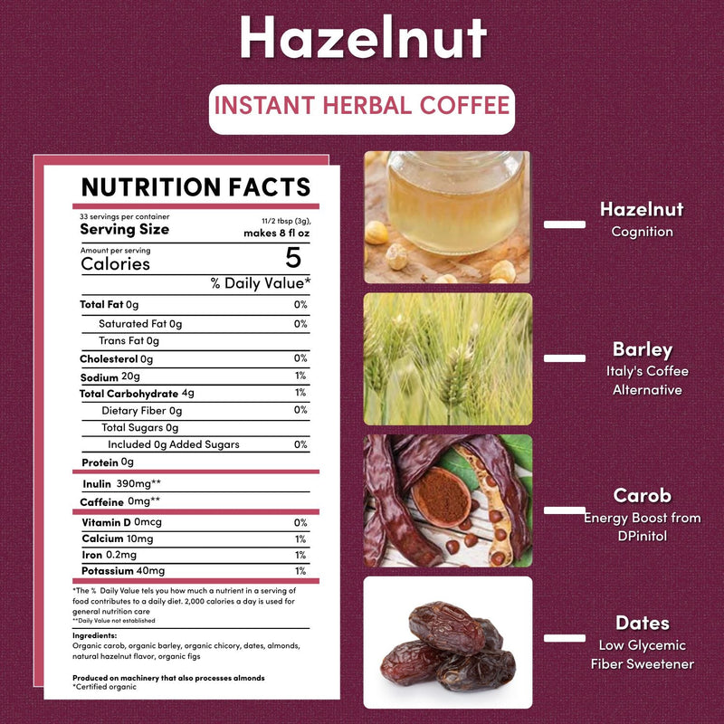 Load image into Gallery viewer, Teeccino - Instant Hazelnut Herbal Coffee
