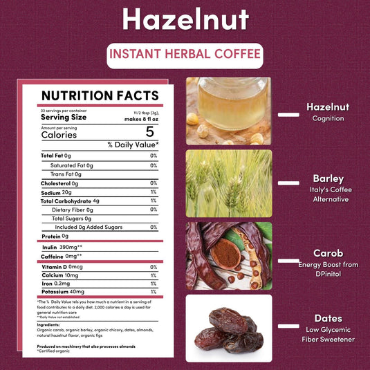 Teeccino - Instant Hazelnut Herbal Coffee