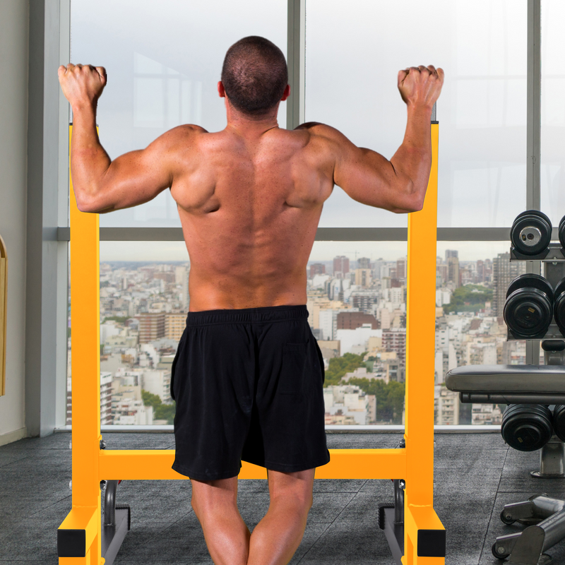 Load image into Gallery viewer, BalanceFrom Multi-Function Home Gym Exercise Dip Stand, 500lb Capacity, Yellow
