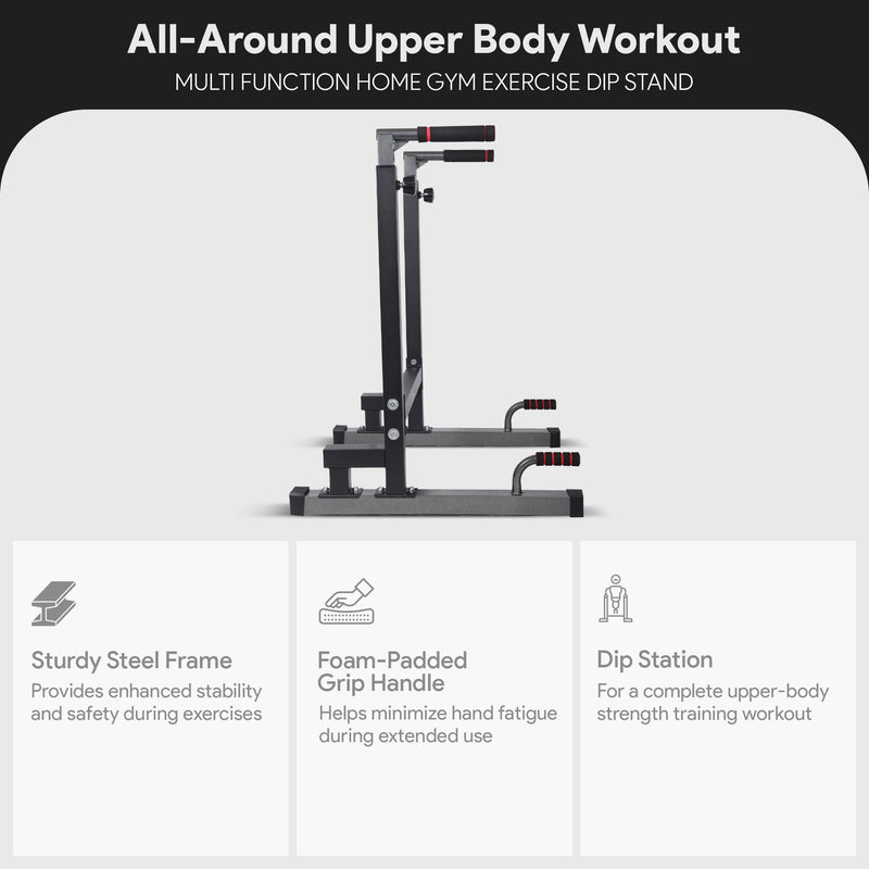 Load image into Gallery viewer, BalanceFrom Multi-Function Home Gym Exercise Dip Stand, 500lb Capacity, Black
