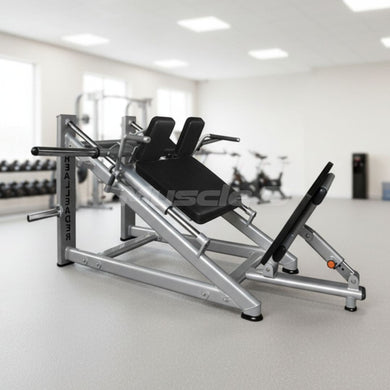 Muscle D Fitness - 30-Degree Linear Hack Squat Machine - Plate-Loaded - Adjustable Foot Plate