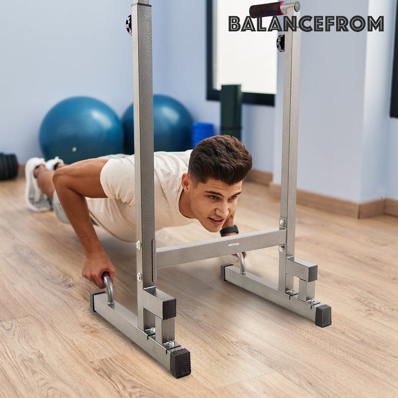 Load image into Gallery viewer, BalanceFrom Multi Function Home Gym Exercise Dip Stand, 500lb Capacity, Gray
