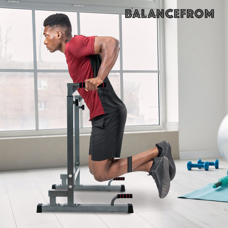 Load image into Gallery viewer, BalanceFrom Multi Function Home Gym Exercise Dip Stand, 500lb Capacity, Gray
