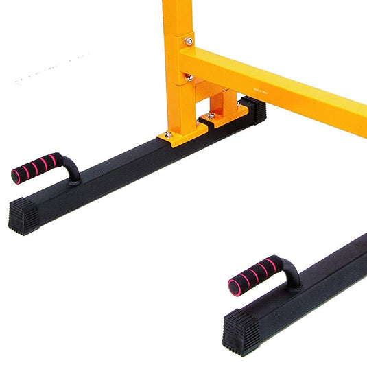 BalanceFrom Fitness - Multi-Function Home Gym Exercise Dip Stand, 500lb Capacity, Yellow