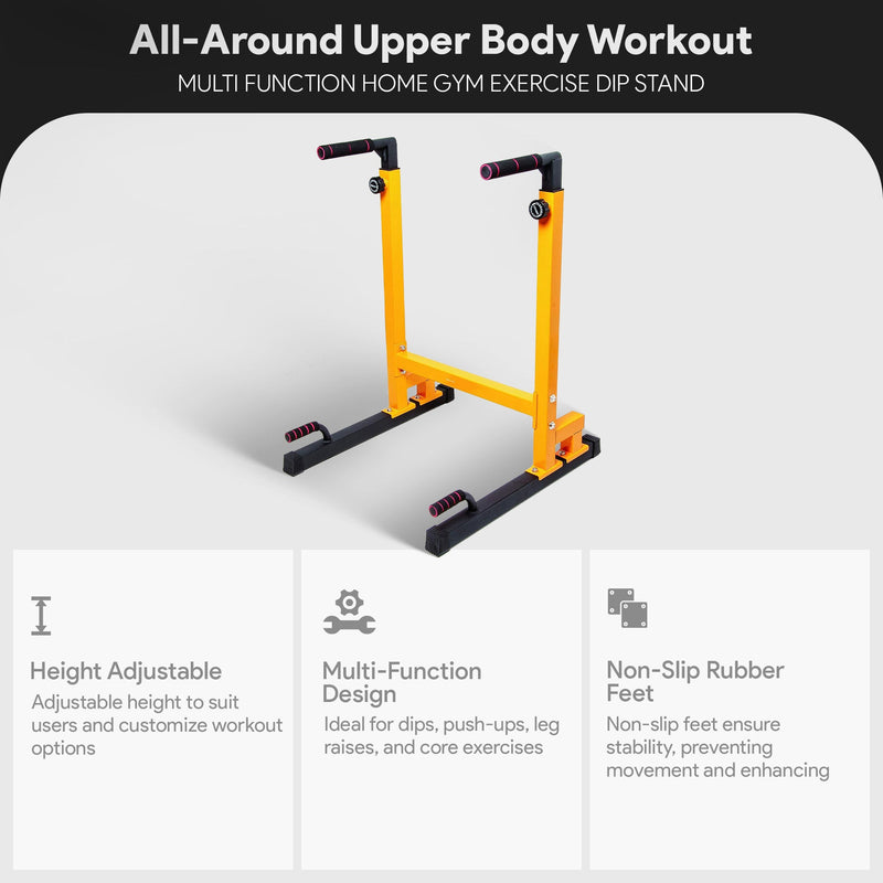 Load image into Gallery viewer, BalanceFrom Multi-Function Home Gym Exercise Dip Stand, 500lb Capacity, Yellow
