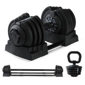 HolaHatha 3-in-1 Multifunctional Home Gym Workout Dumbbell Set Black