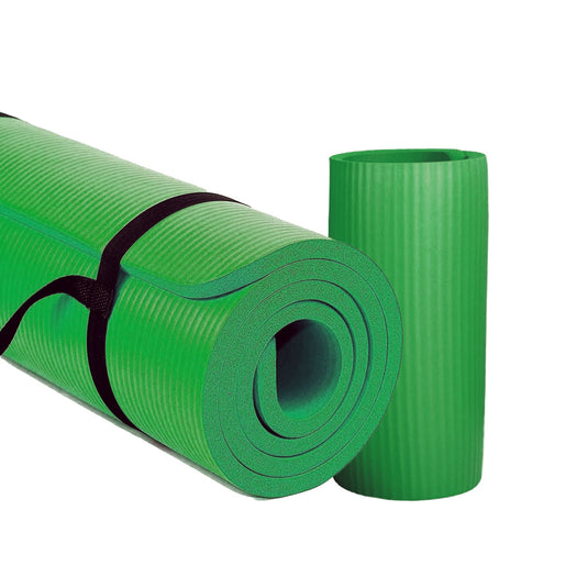 BalanceFrom Fitness - 1" Extra Thick Yoga Mat w/Knee Pad and Carrying Strap, Green