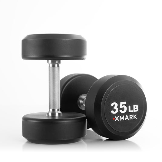 XMARK - Round Commercial Urethane Dumbbells (5-50 lb and 5-75 lb Sets)