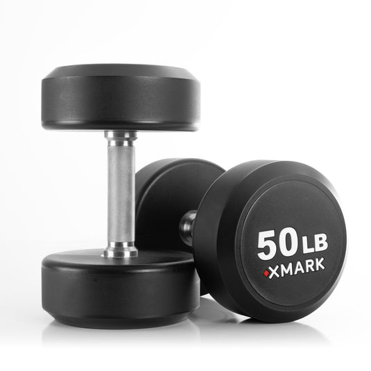 XMARK - Round Commercial Urethane Dumbbells (5-50 lb and 5-75 lb Sets)