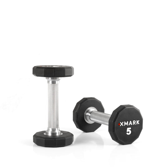 XMARK - 12-Sided Commercial Urethane Dumbbells (5-50 lb and 5-75 lb Sets)