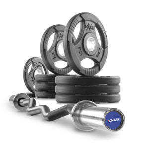 XMARK - Tri-Grip Olympic Weight Plates and Curl Barbell Sets