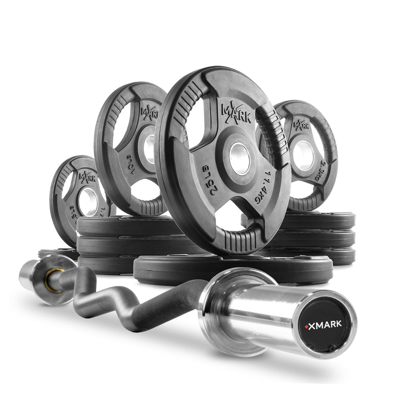Load image into Gallery viewer, XMARK - Tri-Grip Olympic Weight Plates and Curl Barbell Sets

